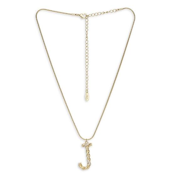 NEW ETTIKA ANTHROPOLOGY 18K Goldplated Twisted Crystal Initial Necklace J - Picture 1 of 5